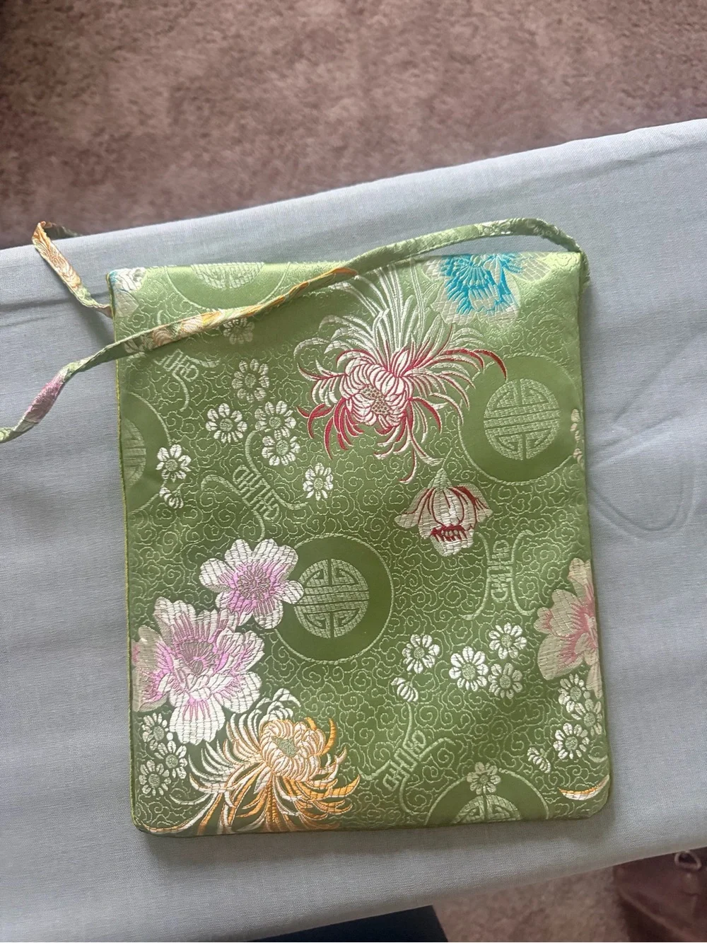 Embroidered Japanese Satin Crossbody Bag